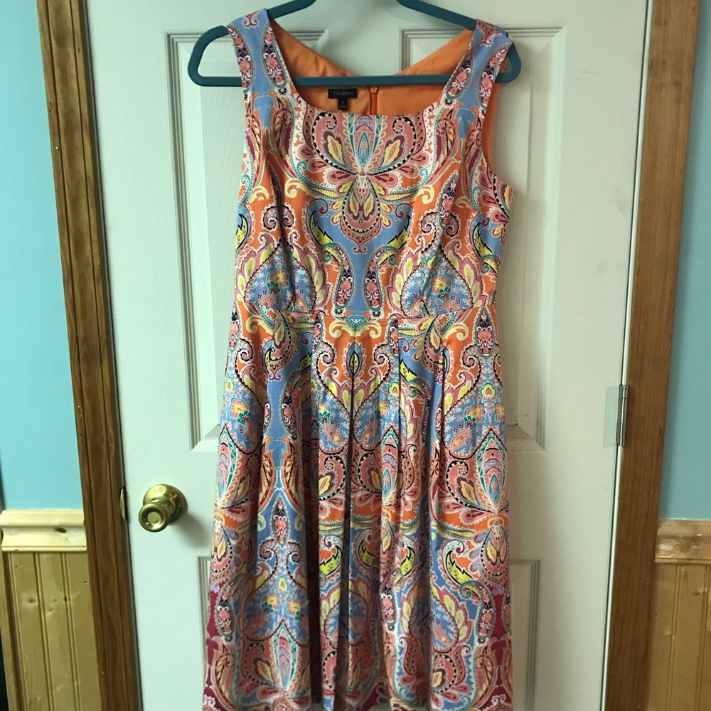 Talbots Paisley Dress w/ Pockets! Sz 4 🧡💖💛💚💙